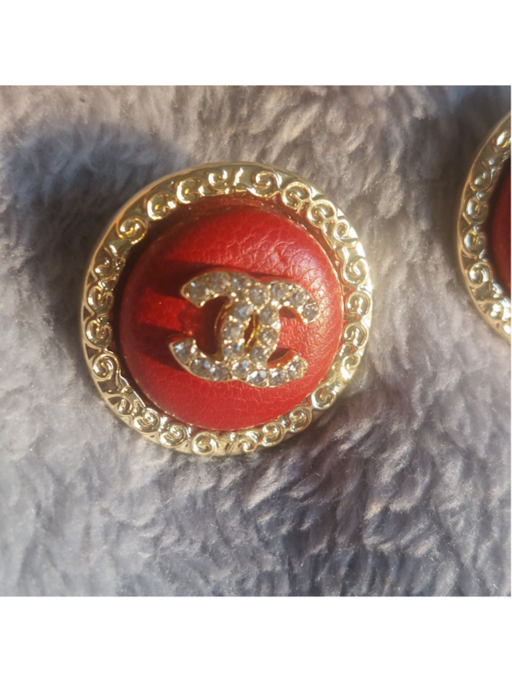 Red and Gold Stud Earrings 1.25 inches